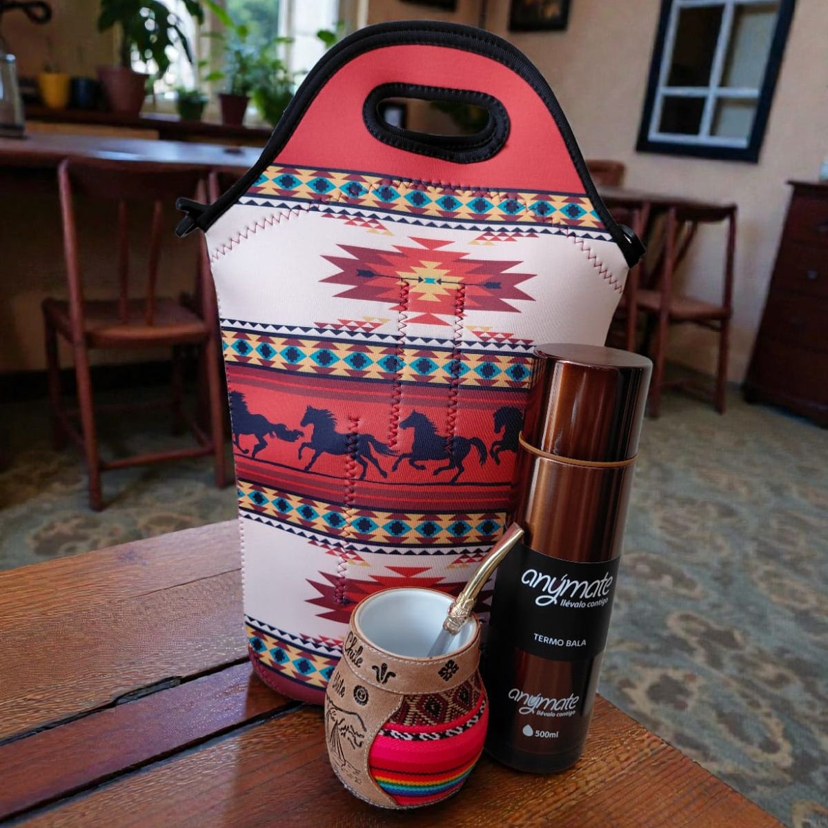 GENERICO - Set Mate Bolso Matero +Termo 500ml+Mate Ceramica 120ml + Bomilla