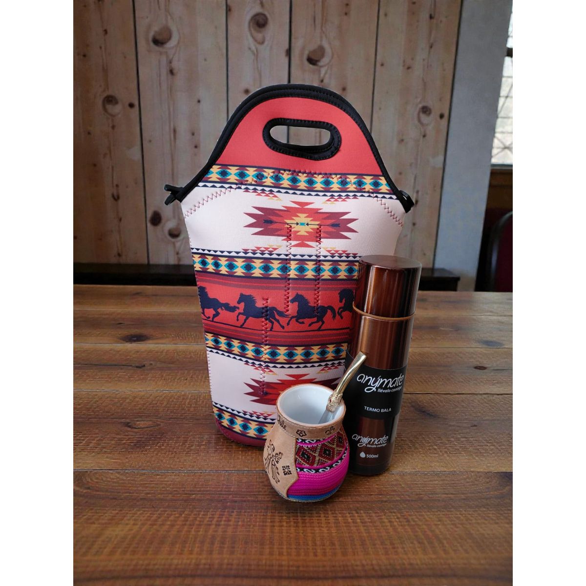 GENERICO - Set Mate Bolso Matero +Termo 500ml+Mate Ceramica 120ml + Bomilla