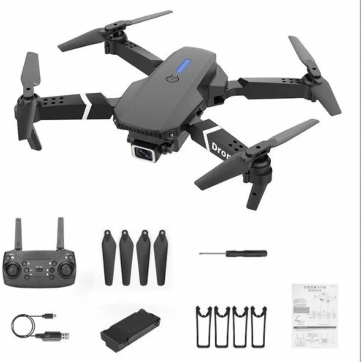 GENERICO - Drone E88 Con Cámara Dual Y Wifi Con Funda