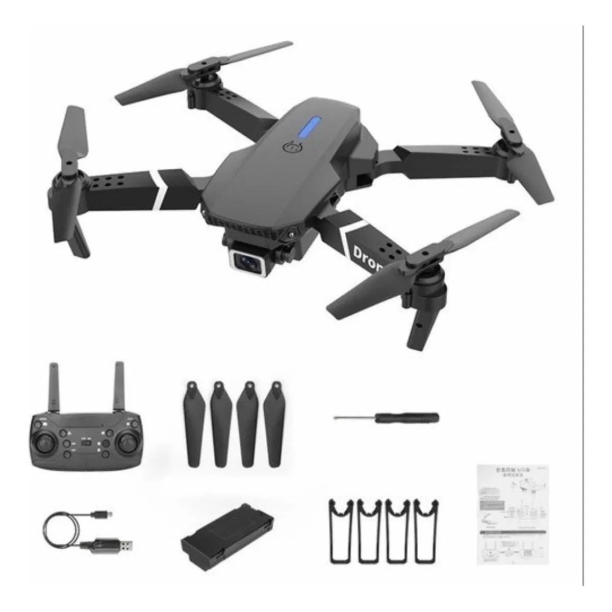 GENERICO - Drone E88 Con Cámara Dual Y Wifi Con Funda
