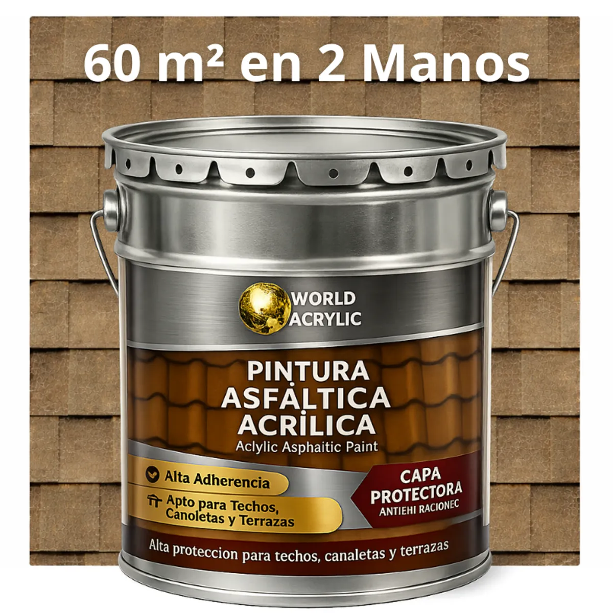 PINTURA - SELLO - IMPERMEABIZANTE - TEJAS ASFALTICA - TINETA 4G Beige arena, marca WORLD ACRYLIC - Foto Principal