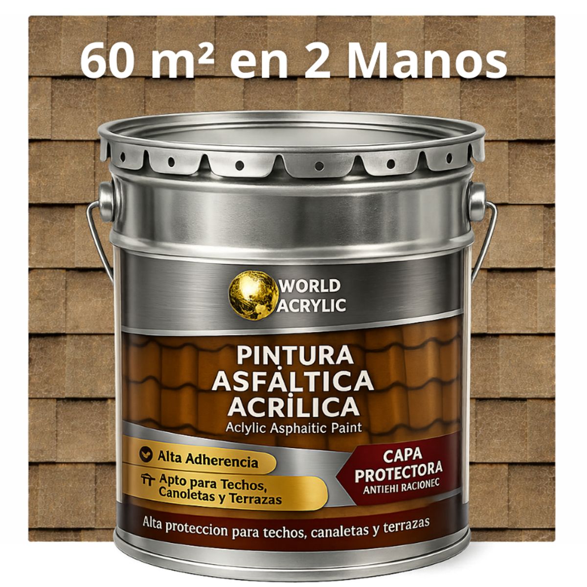 PINTURA - SELLO - IMPERMEABIZANTE - TEJAS ASFALTICA - TINETA 4G Beige arena, marca WORLD ACRYLIC - Foto Principal