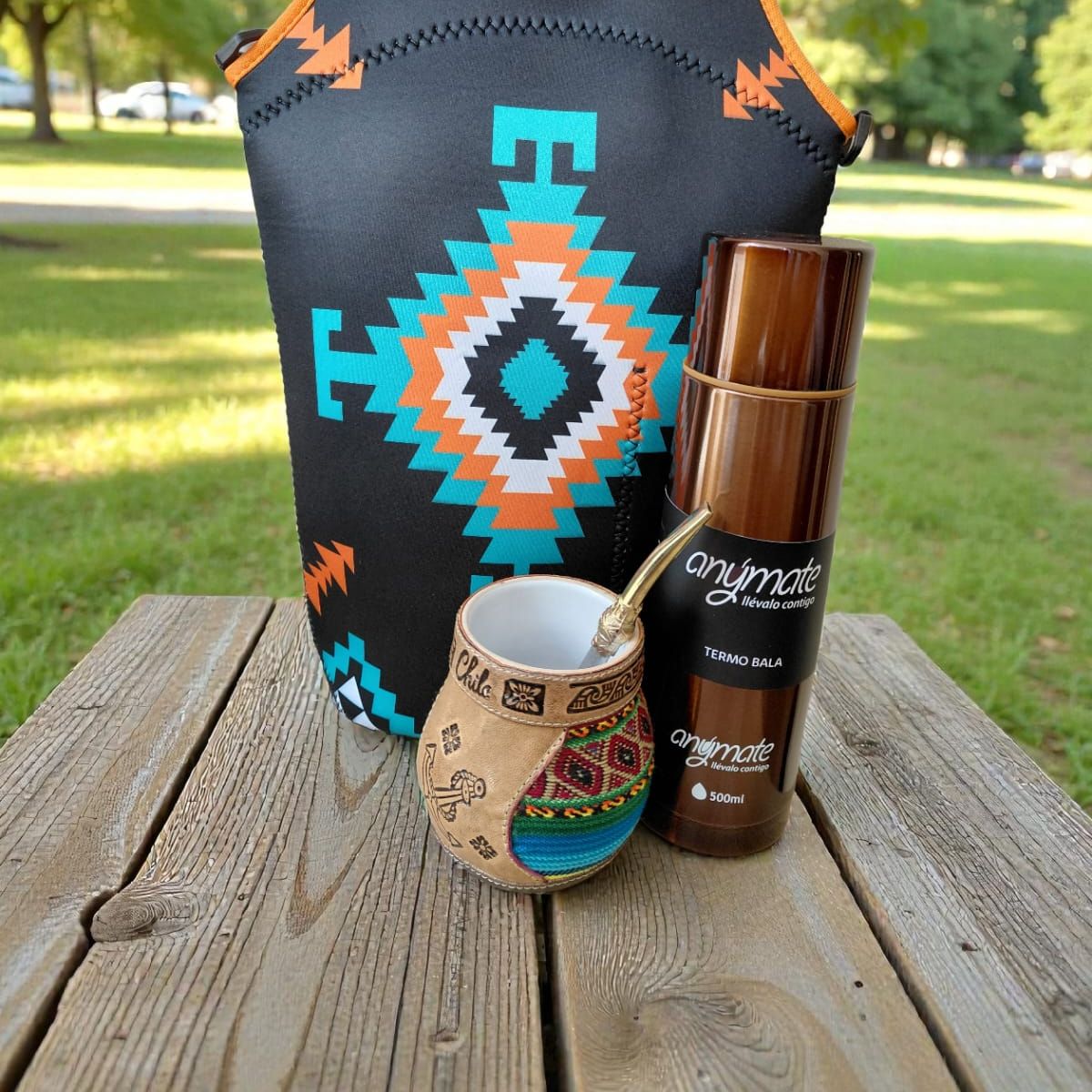 GENERICO - Set Mate Bolso Matero +Termo 500ml+Mate Ceramica 120ml + Bomilla