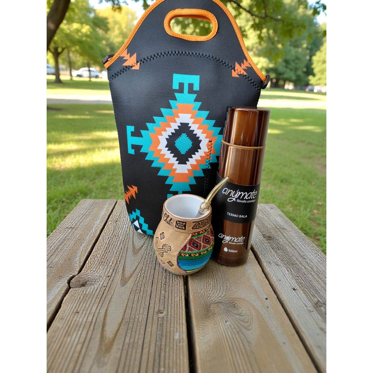 GENERICO - Set Mate Bolso Matero +Termo 500ml+Mate Ceramica 120ml + Bomilla