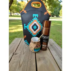 GENERICO - Set Mate Bolso Matero +Termo 500ml+Mate Ceramica 120ml + Bomilla