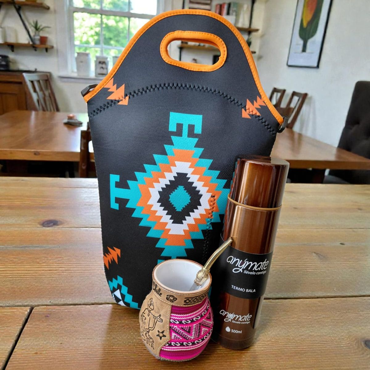 GENERICO - Set Mate Bolso Matero +Termo 500ml+Mate Ceramica 120ml + Bomilla