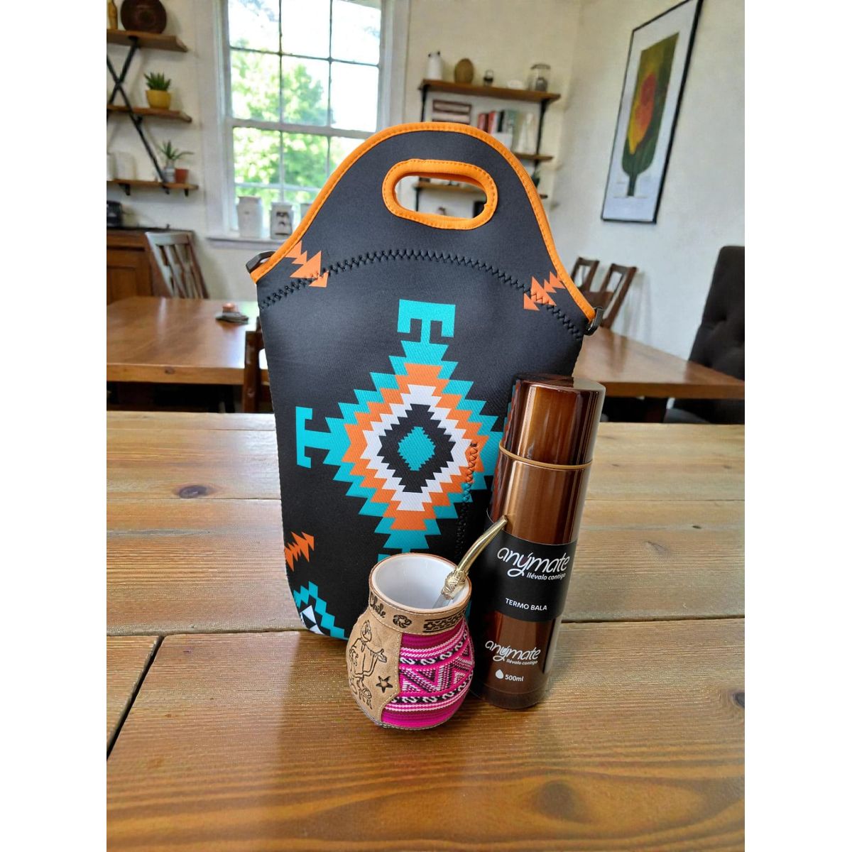 GENERICO - Set Mate Bolso Matero +Termo 500ml+Mate Ceramica 120ml + Bomilla