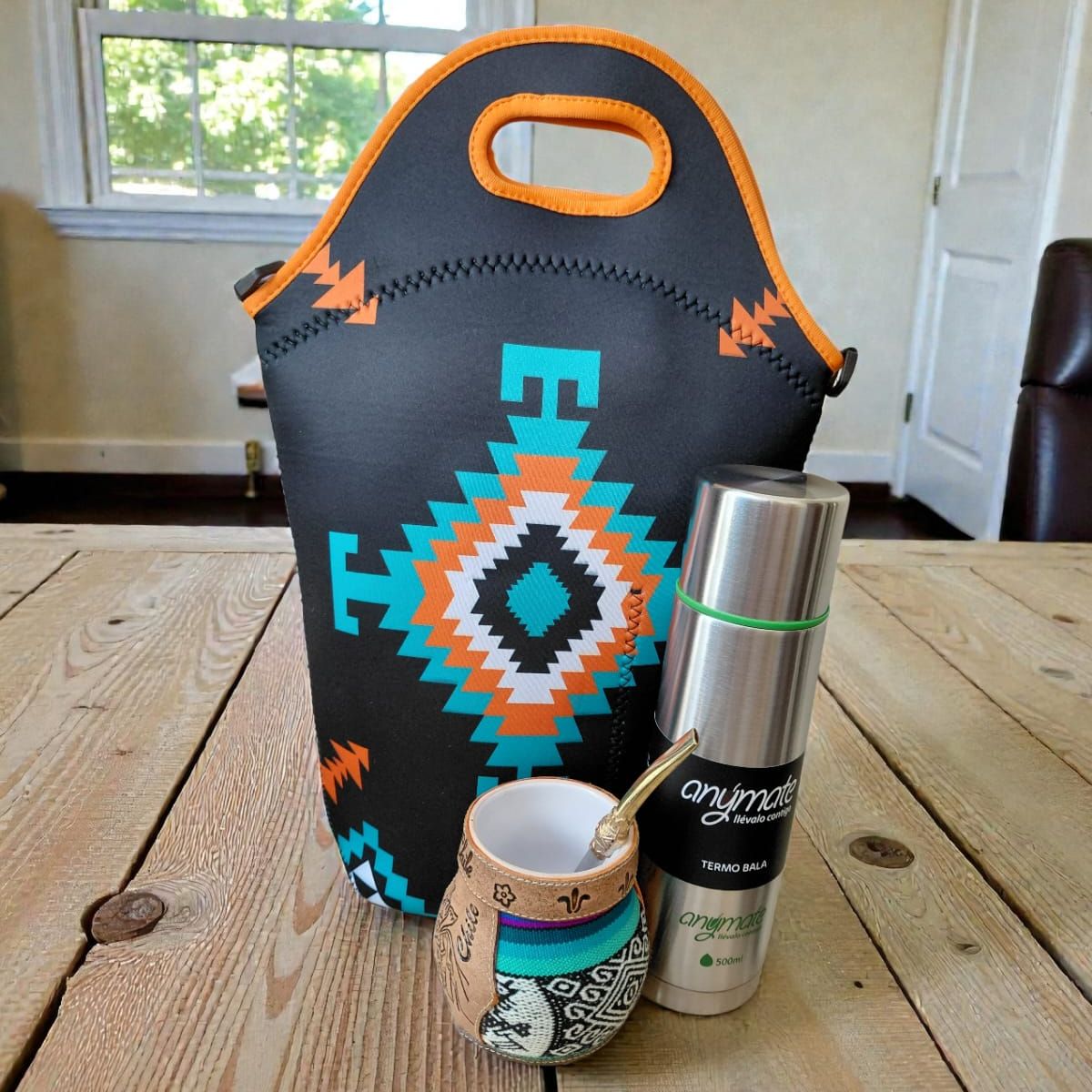 GENERICO - Set Mate Bolso Matero +Termo 500ml+Mate Ceramica 120ml + Bomilla