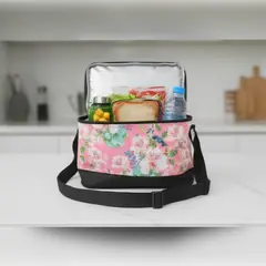GENERICO - Lonchera rosa-floral Térmica Diseño Minimalista con Correa Ajustable