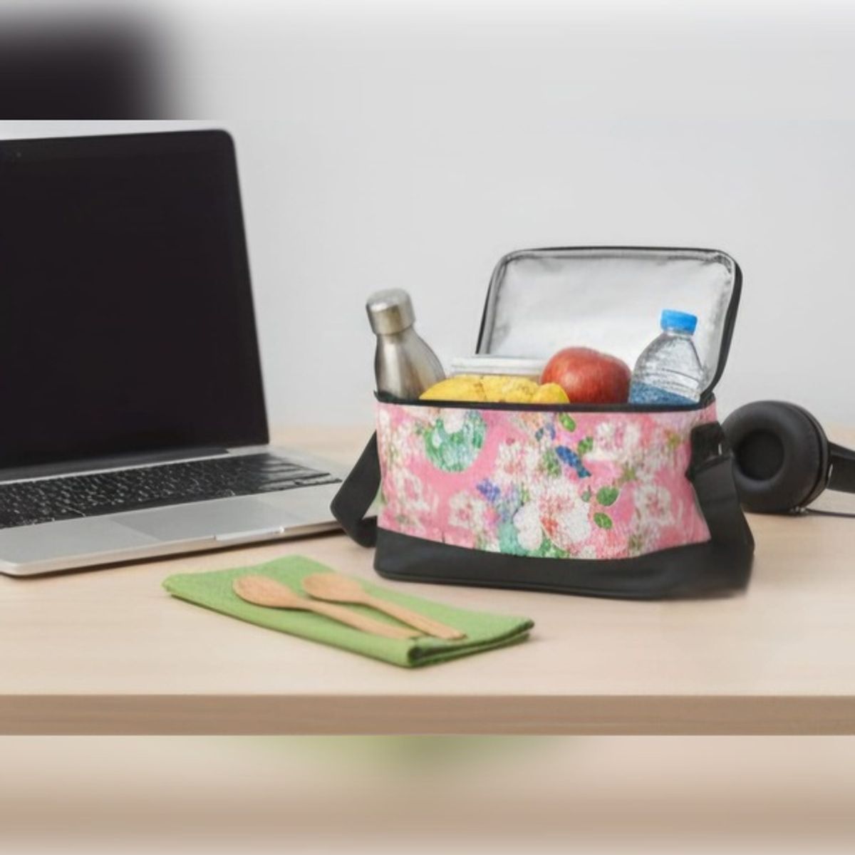 GENERICO - Lonchera rosa-floral Térmica Diseño Minimalista con Correa Ajustable