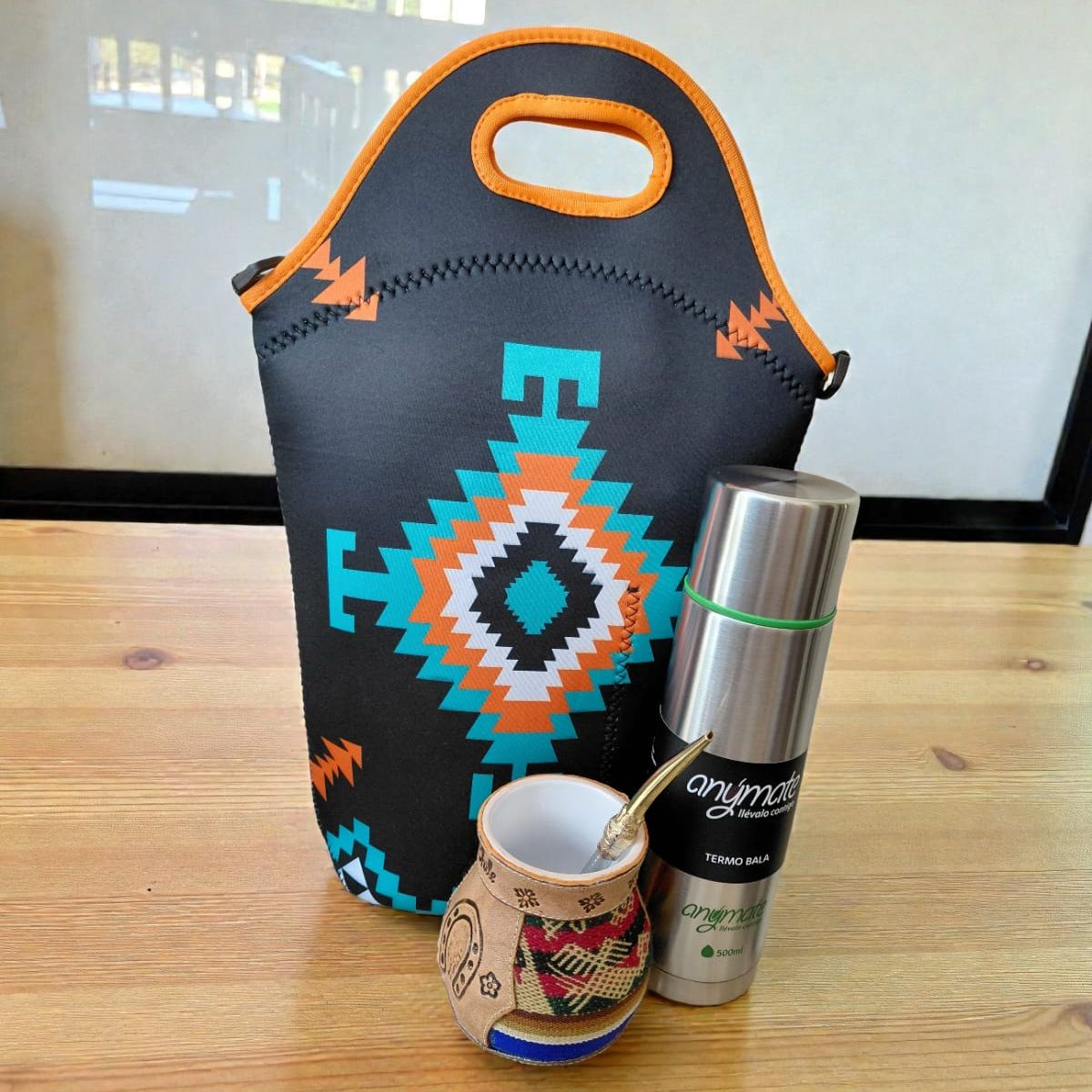 GENERICO - Set Mate Bolso Matero +Termo 500ml+Mate Ceramica 120ml + Bomilla