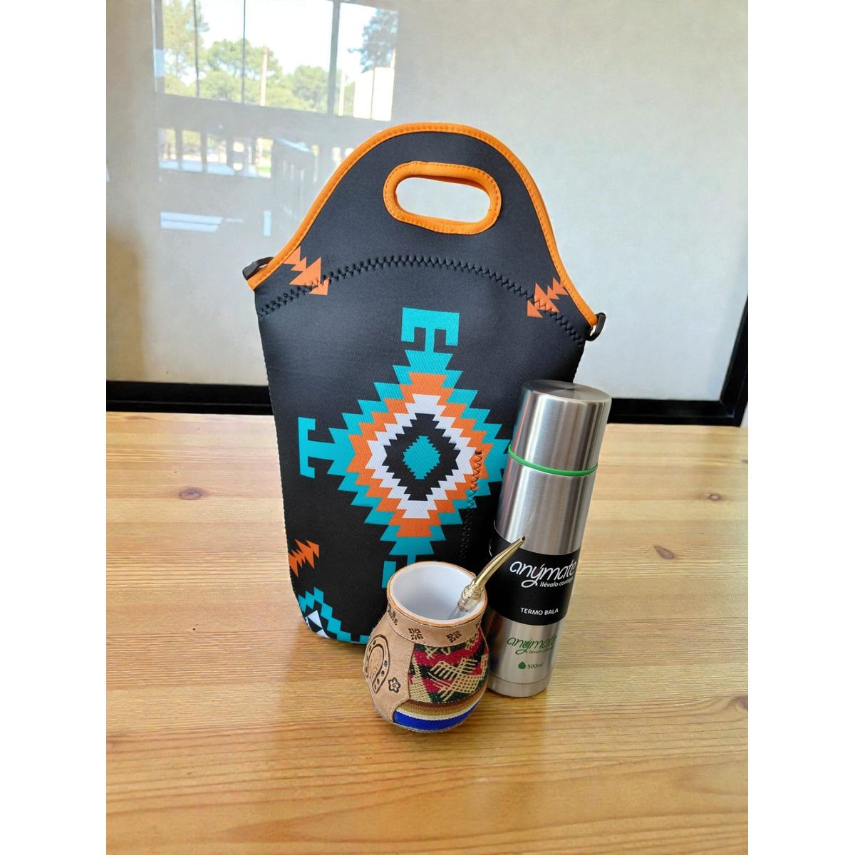 GENERICO - Set Mate Bolso Matero +Termo 500ml+Mate Ceramica 120ml + Bomilla