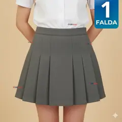 UTILISIMO - Falda Escolar Plisada Color Gris Niña