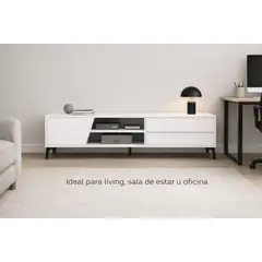 SPACE HOME - Mueble Rack TV Blanco Estilo Minimalista hasta 55”