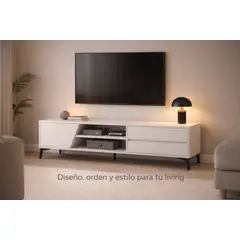 SPACE HOME - Mueble Rack TV Blanco Estilo Minimalista hasta 55”