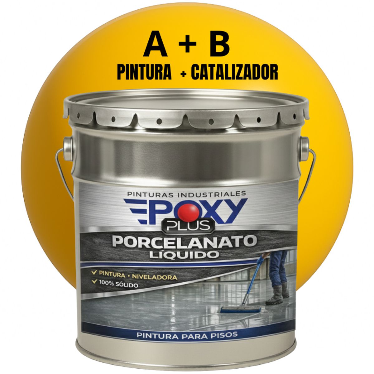 EPOXY - PORCELANATO LIQUIDO PREMIUM - KIT TINETA 19 KILOS - AMARILLO MAÍZ RAL 1006