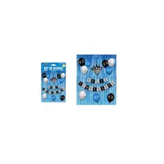 GENERICO - Set de globos y guirnalda con cortina azul 14pcs
