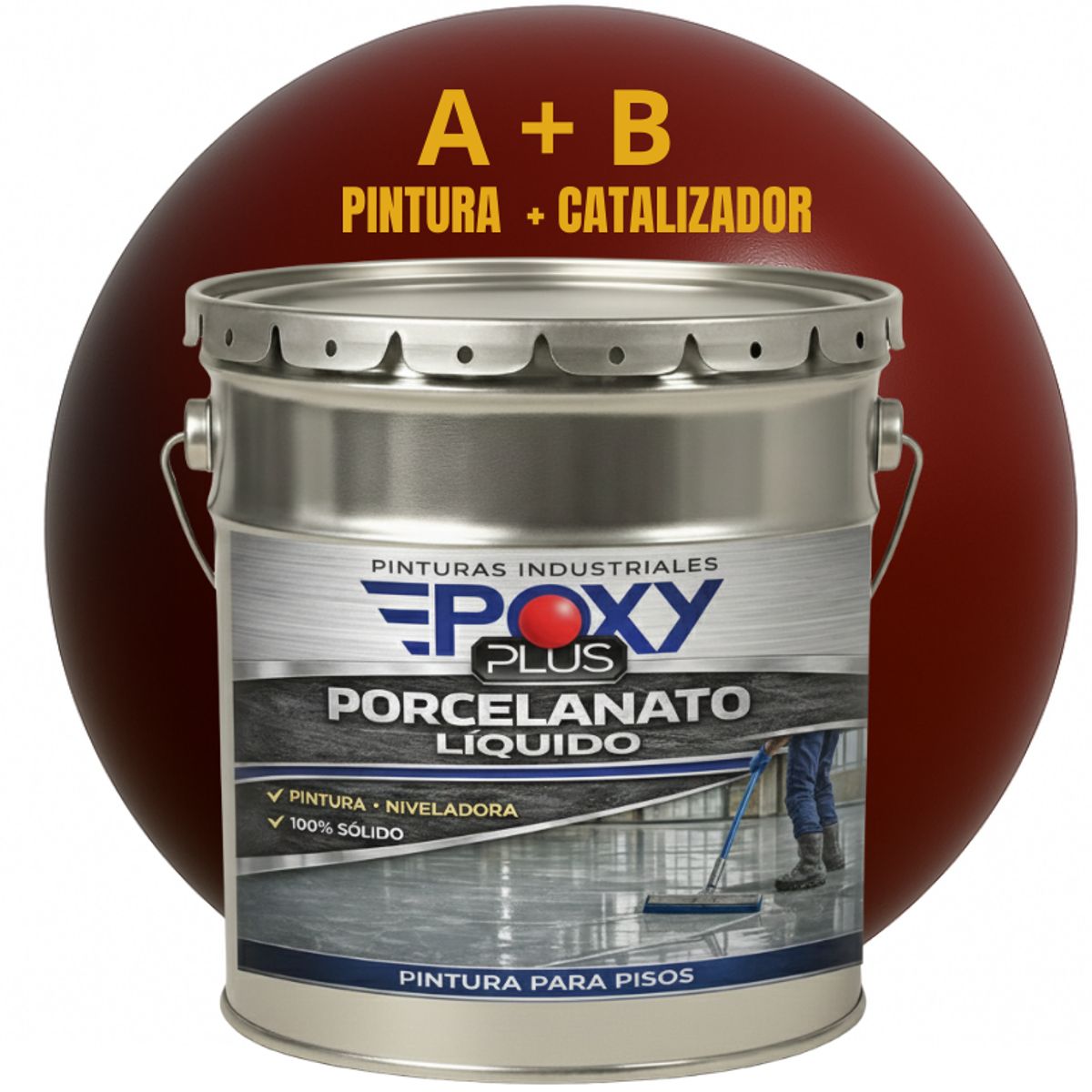 EPOXY - PORCELANATO LIQUIDO PREMIUM - KIT TINETA 19 KILOS - ROJO MARRÓN RAL 3011