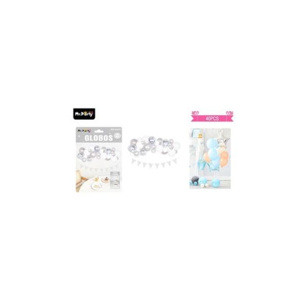 GENERICO - Set de globos látex blanco y plateado 40pcs