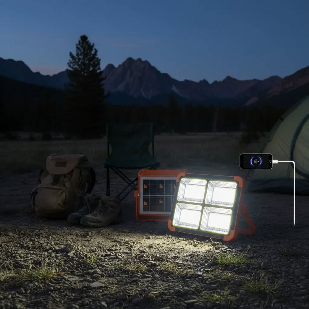 GENERICO - Lampara de emergencia foco solar recargable Led camping