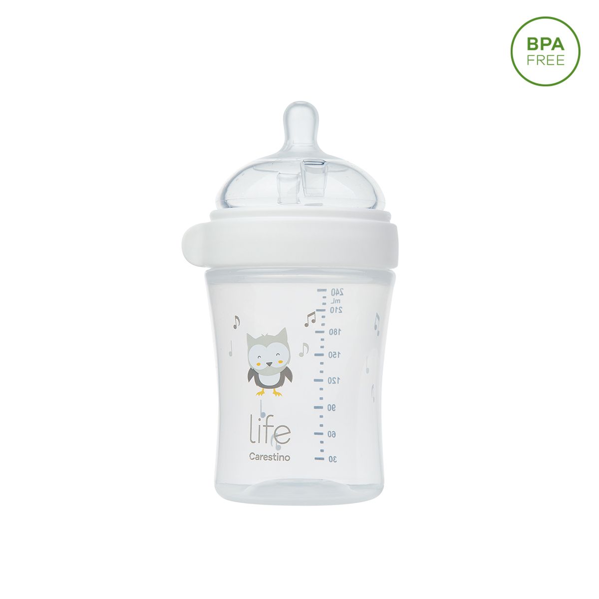 CARESTINO - Mamadera 240ml Tetina 3m Blanco