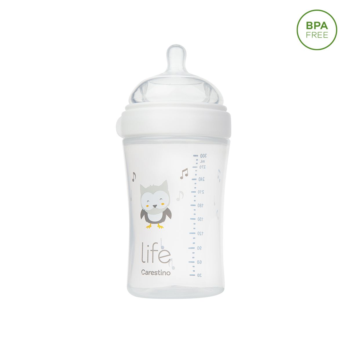 CARESTINO - Mamadera 300ml Tetina 6m Blanco