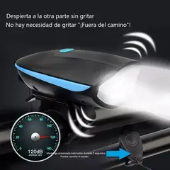 GENERICO - Luz solar para bicicleta linterna con claxonr portatil azul
