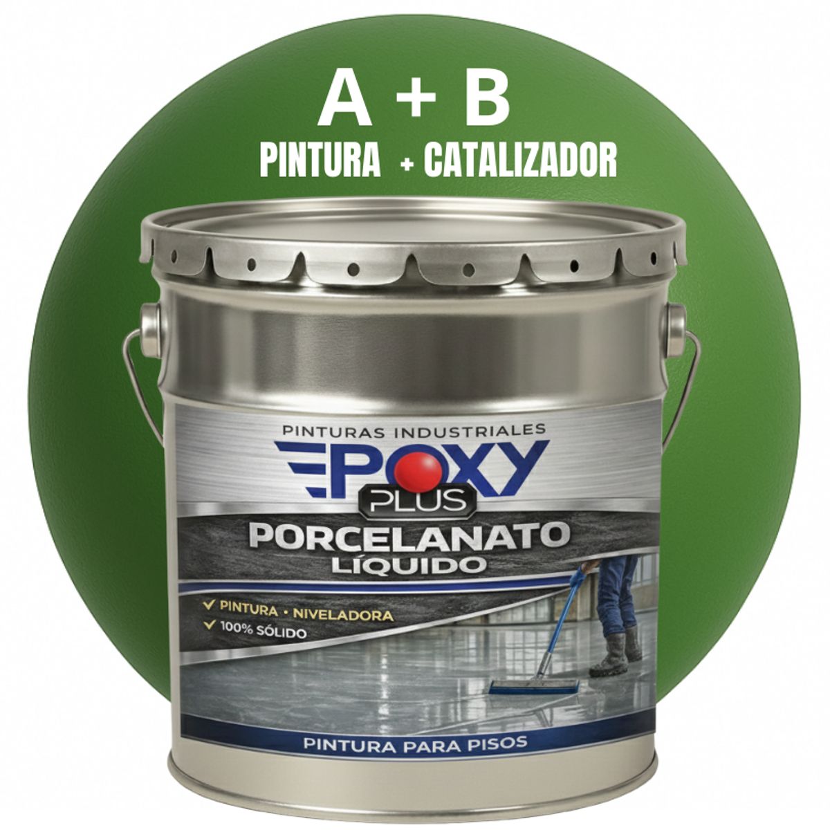 EPOXY - PORCELANATO LIQUIDO PREMIUM - KIT TINETA 19 KILOS - VERDE HELECHO RAL 6025