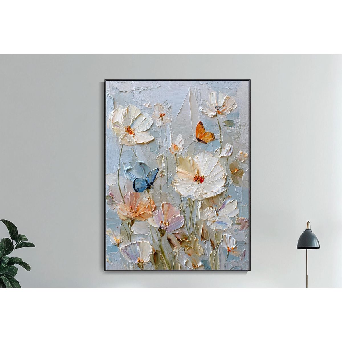 GENERICO - Cuadro margaritas blancas paisaje de jardín Estilo Óleo Decoración Living