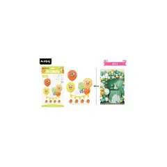 GENERICO - Set de globos con base y guirnalda animales 6pcs