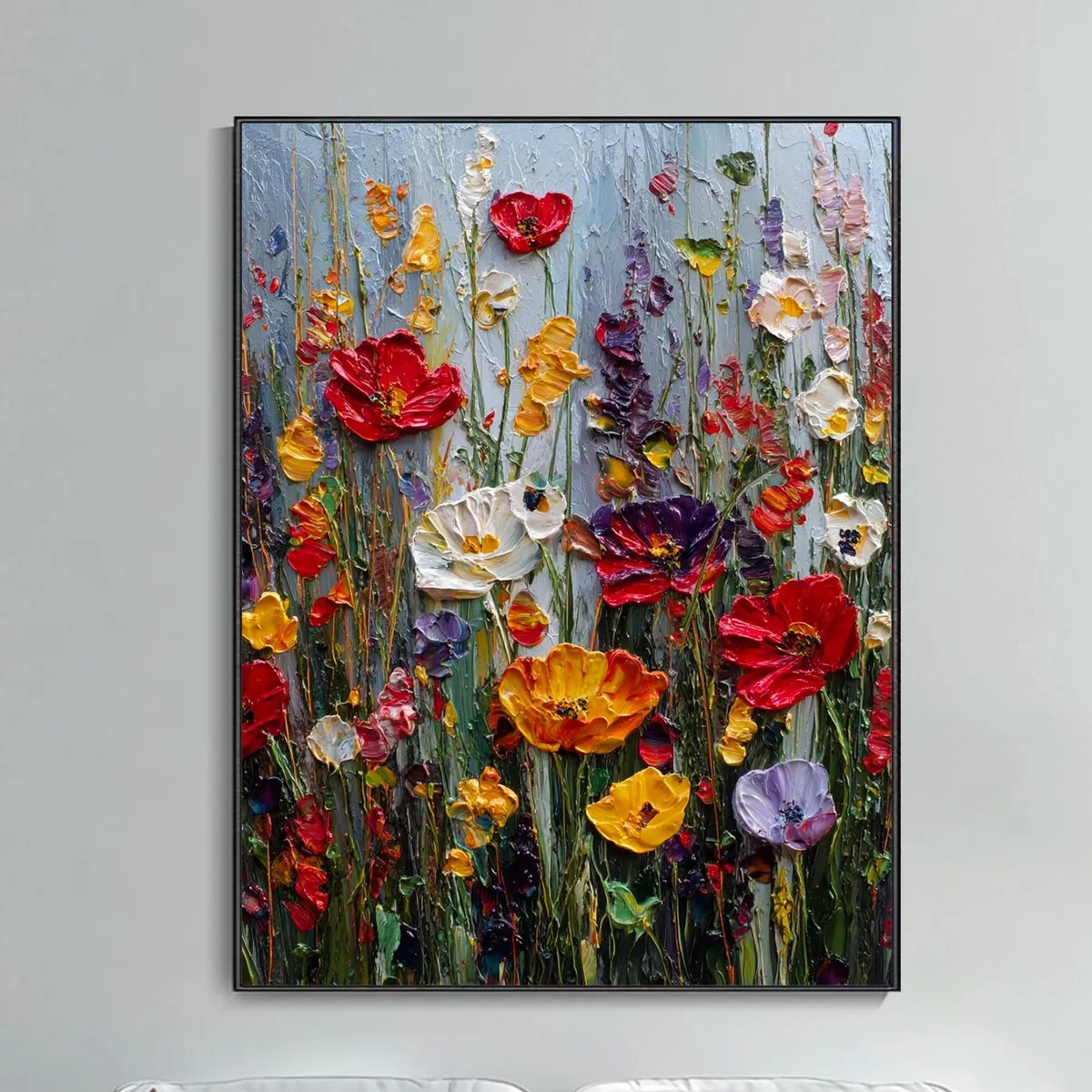 GENERICO - Cuadro “Silvestre Jardín Colorido”  Paisaje Floral Estilo Decoración Living