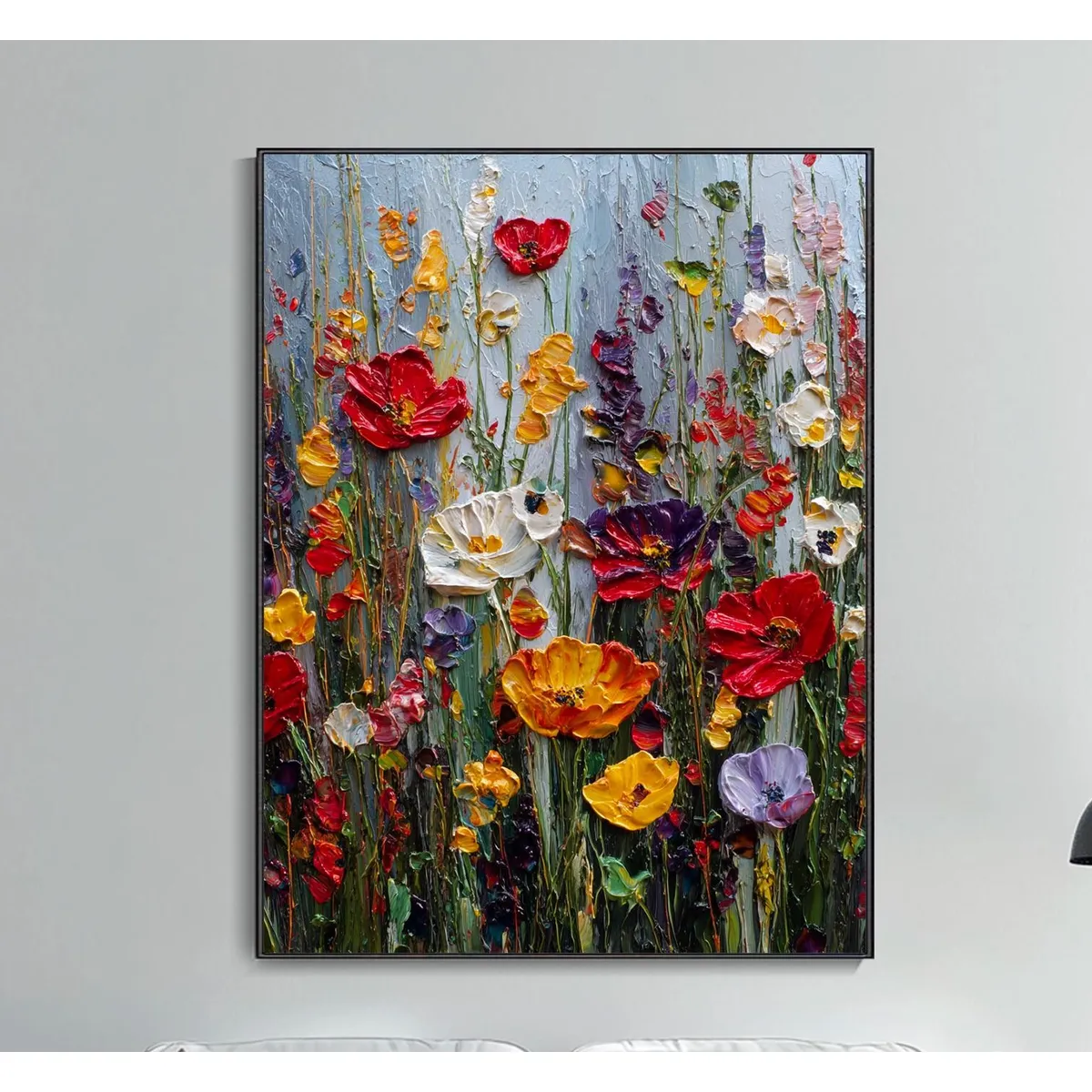 GENERICO - Cuadro “Silvestre Jardín Colorido”  Paisaje Floral Estilo Decoración Living