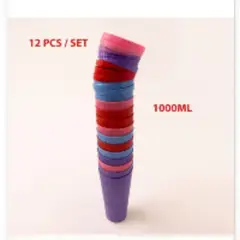 ANGELES DEL HOGAR - Kit de 12 vasos de plástico de colores de 1000 ml