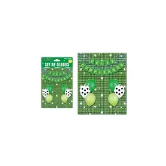 GENERICO - Set de globos con fondo disco verde 9pcs