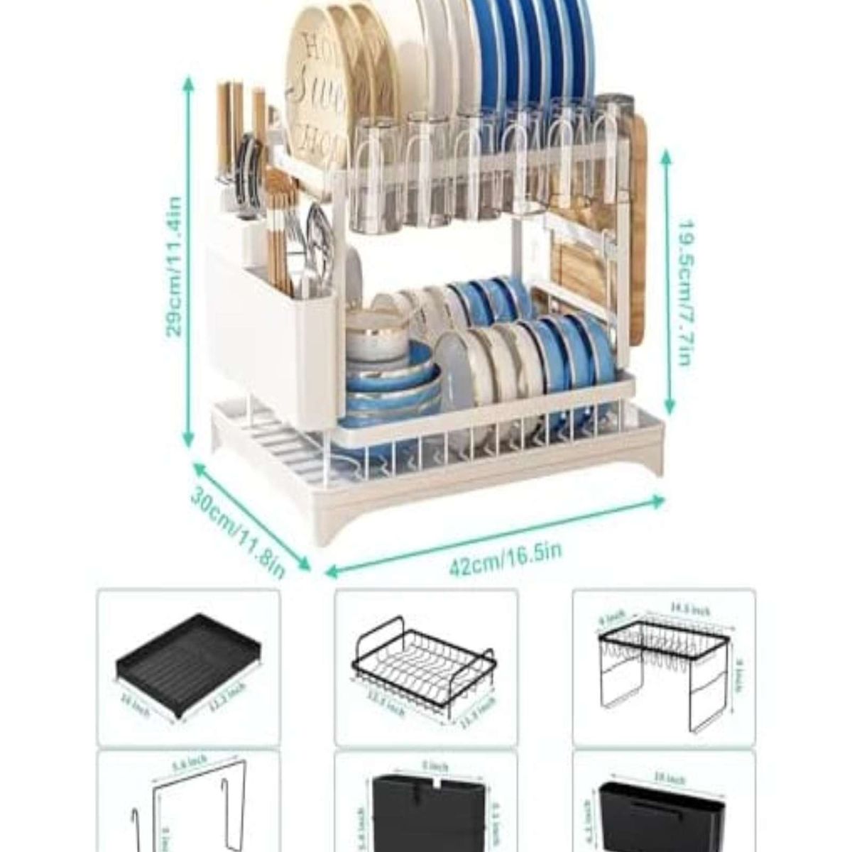 GENERICO - Escurridor De Platos 2 Niveles Secaplatos Multifuncional