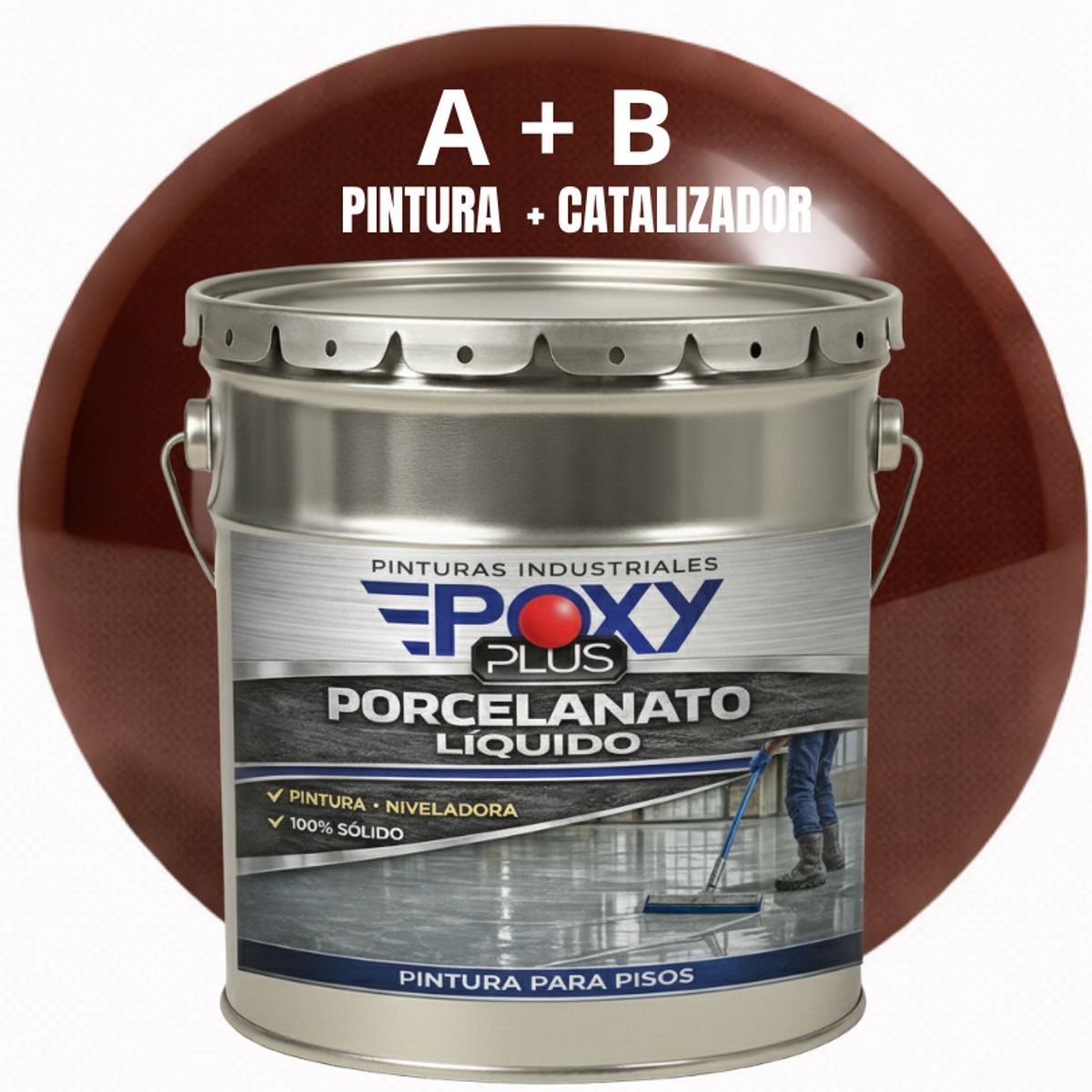 EPOXY - PORCELANATO LIQUIDO PREMIUM - KIT TINETA 19 KILOS - MARRÓN CAOBA RAL 8016