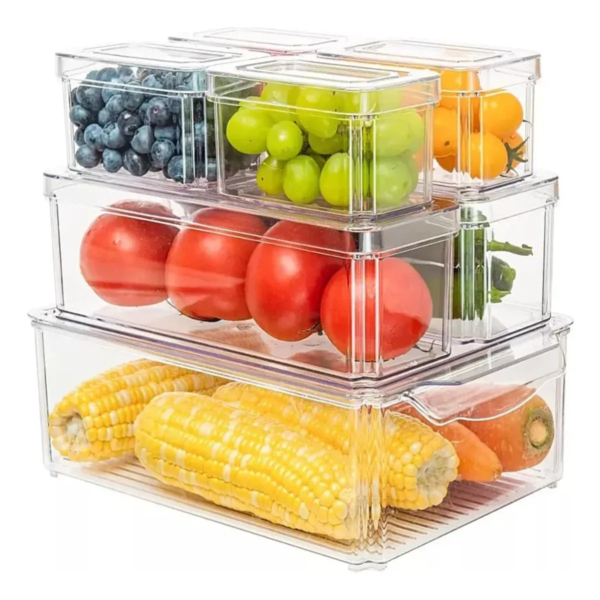 Organizador Refrigerador Cocina 7 Contenedores Con Tapa Transparente, marca GENERICO - Foto Principal
