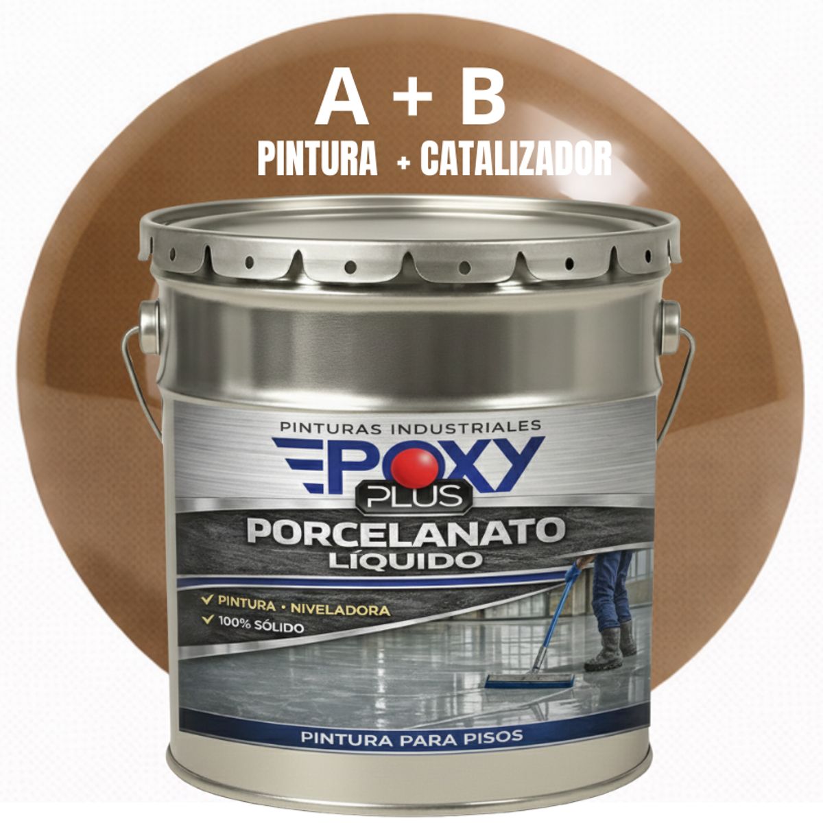 EPOXY - PORCELANATO LIQUIDO PREMIUM - KIT TINETA 19 KILOS - MARRÓN PÁLIDO RAL 8025