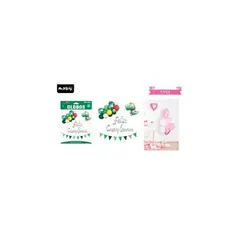 GENERICO - Set de globos látex y guirnalda con dinosaurio 17pcs