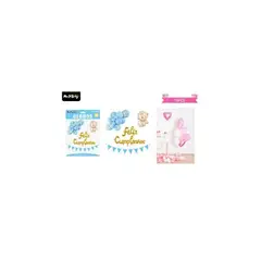 GENERICO - Set de globos látex y guirnalda azul con niño 16pcs