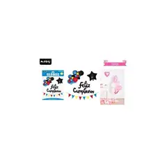 GENERICO - Set de globos látex y guirnalda con estrella 23pcs