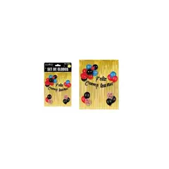 GENERICO - Set de globos y guirnalda con cortina metálicas dorado 22pcs