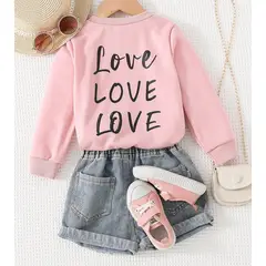KIRAMA CLOTHING STORE - Polerón Infantil con Estampado “LOVE” Rosa
