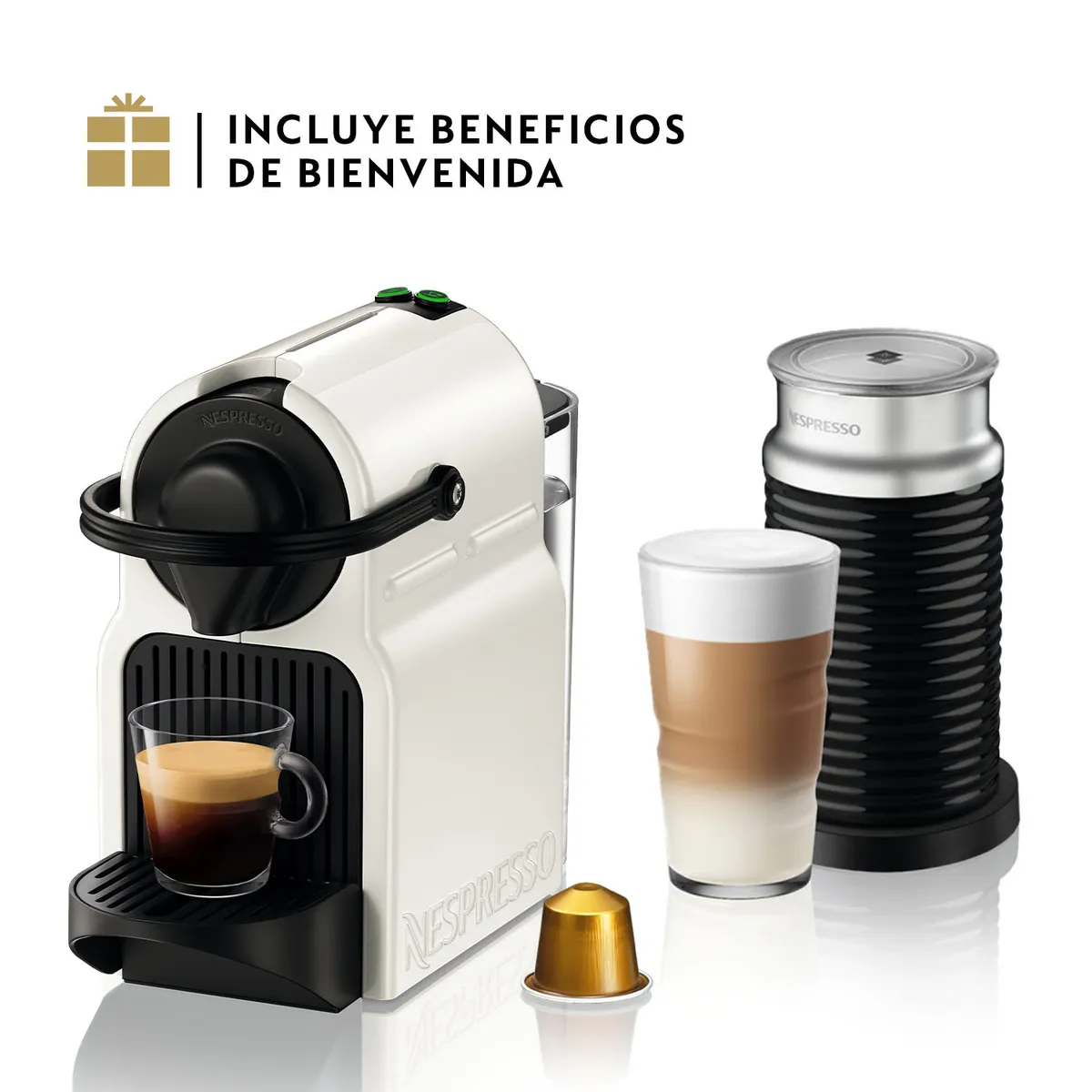 NESPRESSO - Cafetera con Cápsula Inissia C40 y Espumador de Leche Nespresso