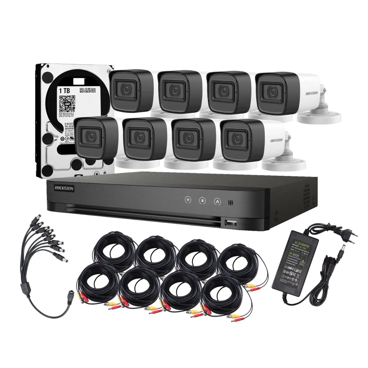 HIKVISION - Kit 8 Cámaras Hikvision 1080p Lite 8 Bala