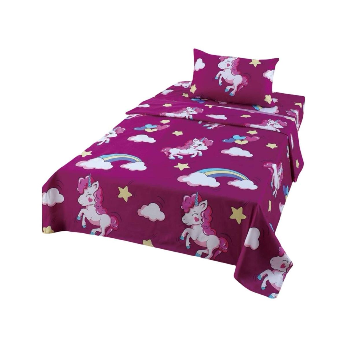 GENERICO - Juego de Sabanas de verano Unicornio niña Infantil plaza y media