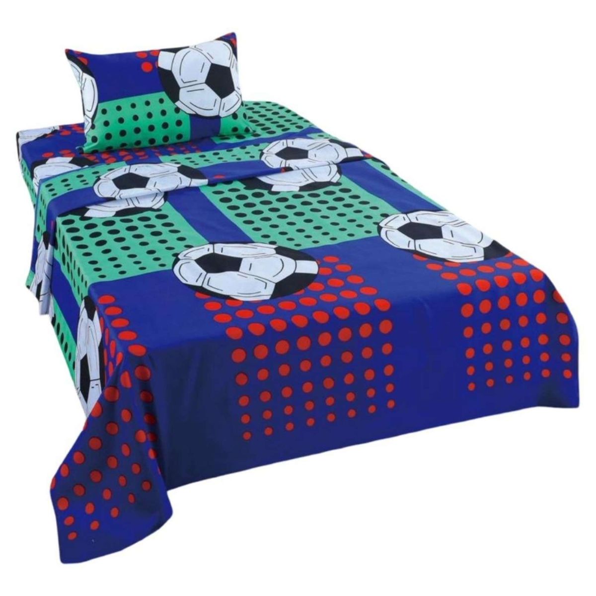 GENERICO - Juego de Sabanas de verano pelota de Futbol niño Infantil 1 plaza  MAS 1 ALMOHADA