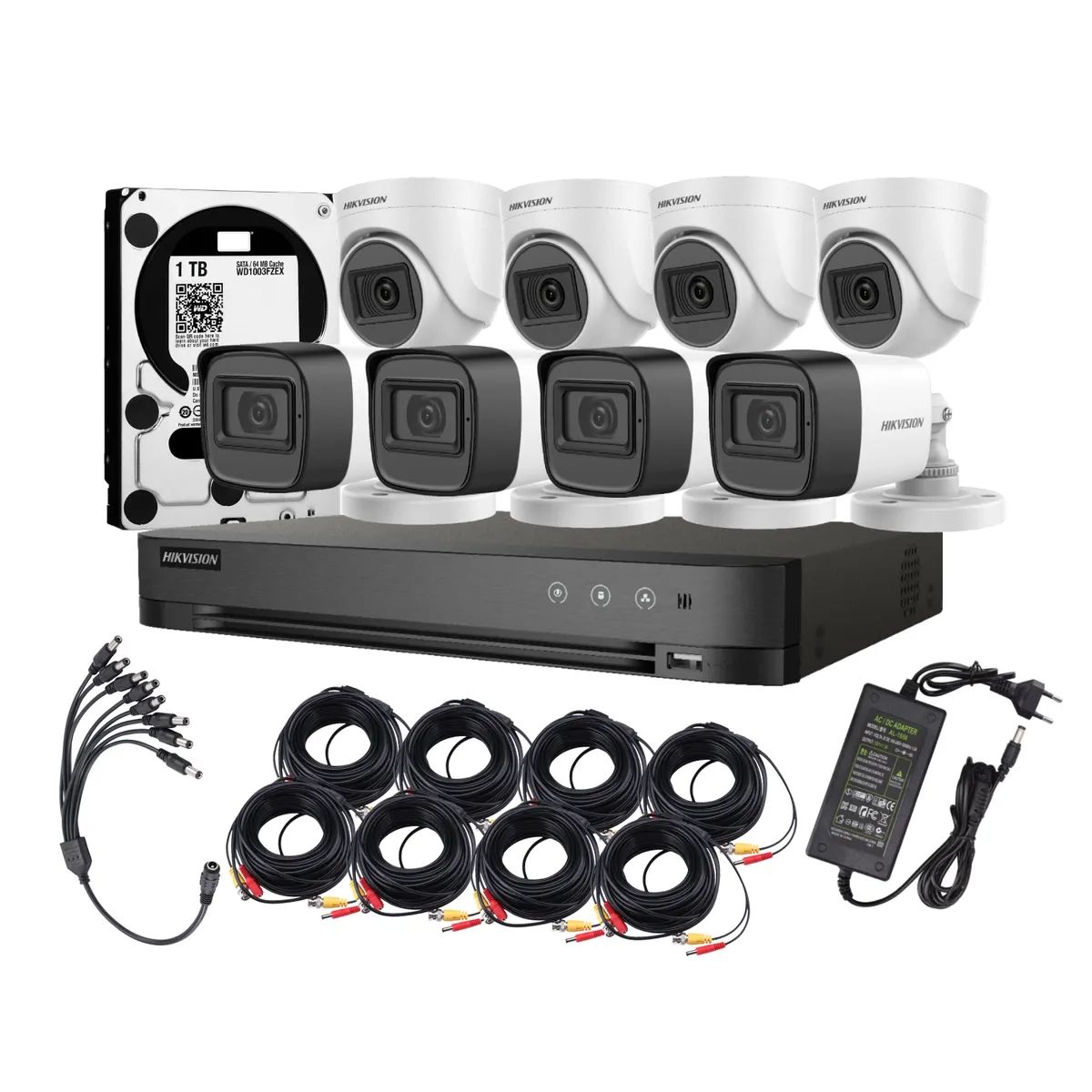 HIKVISION - Kit 8 Cámaras Hikvision 1080p Lite 4 Bala 4 Domo