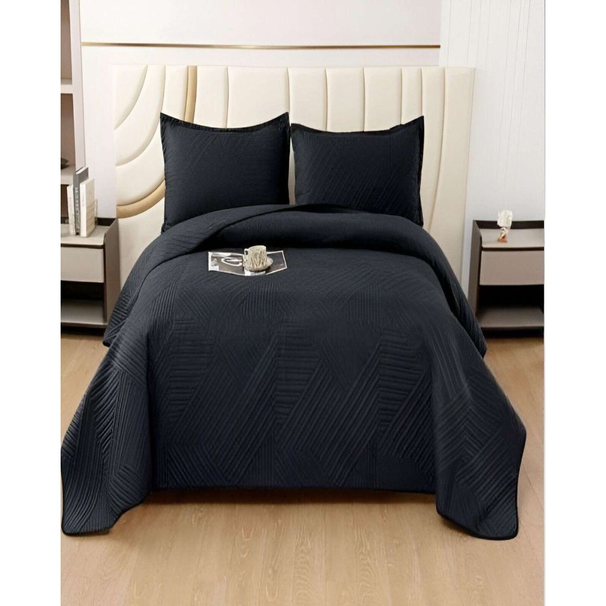GENERICO - COBERTOR DE LUJO QUILT VERANO 2 PLAZAS BLANCO