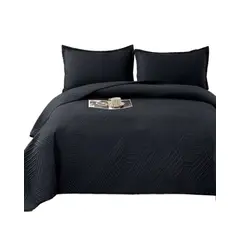 GENERICO - COBERTOR DE LUJO QUILT VERANO KING - SUPER KING NEGRO